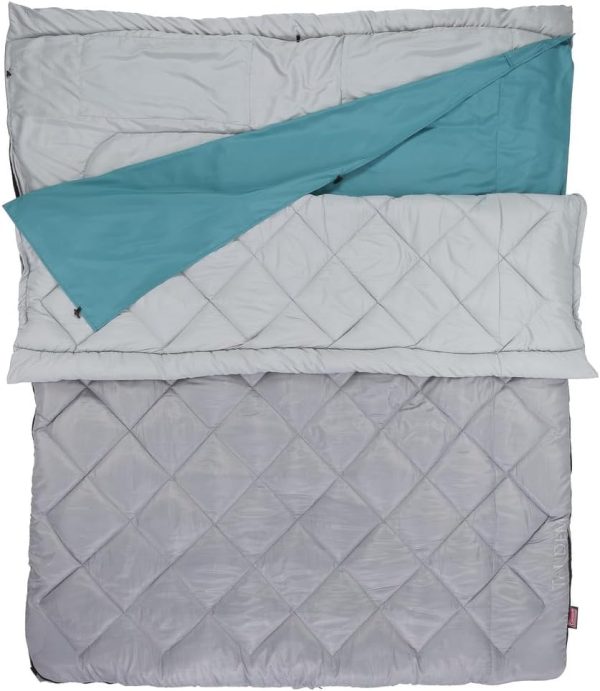 Coleman 45°F Double Sleeping Bag, Queen Size XL Sleeping Bag with Big & Tall Design, 2 Sleeping Bags When Zipped Apart, 3-Layer Comfort with Snag-Free Zipper & Stuff Sack, Machine Washable