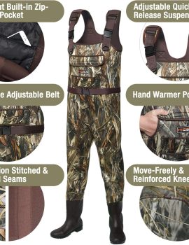 HISEA Neoprene Chest Waders for Men with 200G Boots Duck Hunting Waders with Boot Hanger