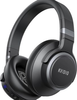 KVIDIO Active Noise Cancelling Headphones, 70 Hours Playtime Bluetooth Headphones Wireless with Microphone, Transparency Mode, Deep Bass and Hi-Fi Stereo Sound Over Ear Headphones for Travel Office