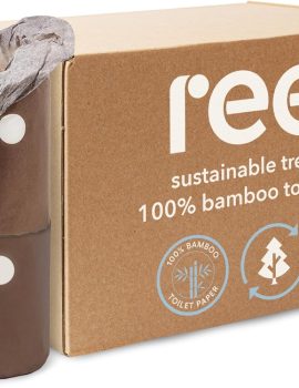 Reel Premium Toilet Paper – 12 Rolls of Toilet Paper – 3-Ply Made from Tree-Free – Zero Plastic Packaging, Septic Safe