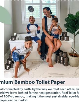 Reel Premium Toilet Paper – 12 Rolls of Toilet Paper – 3-Ply Made from Tree-Free – Zero Plastic Packaging, Septic Safe