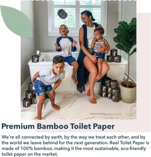 Reel Premium Toilet Paper - 12 Rolls of Toilet Paper - 3-Ply Made from Tree-Free - Zero Plastic Packaging, Septic Safe - Image 2