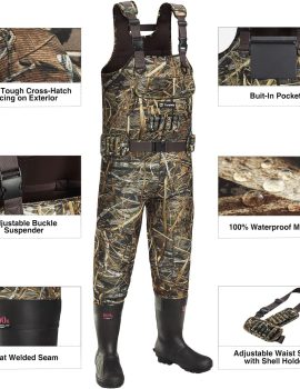 TIDEWE Chest Waders, Hunting Waders for Men with 800G Insulation, Waterproof Neoprene Camo Bootfoot Wader