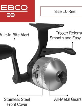 33 Spincast Fishing Reel, Changeable Right or Left-Hand Retrieve, Built-in Bite Alert, All-Metal Gears, Pre-Spooled with Zebco Cajun Line