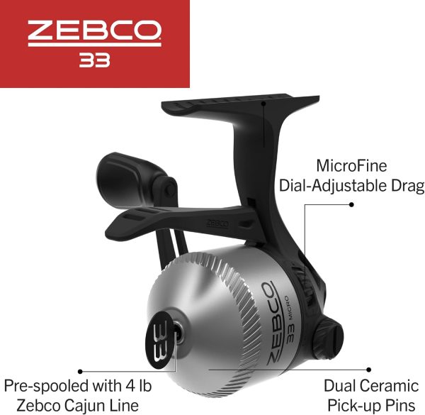 33 Spincast Fishing Reel, Changeable Right or Left-Hand Retrieve, Built-in Bite Alert, All-Metal Gears, Pre-Spooled with Zebco Cajun Line - Image 3